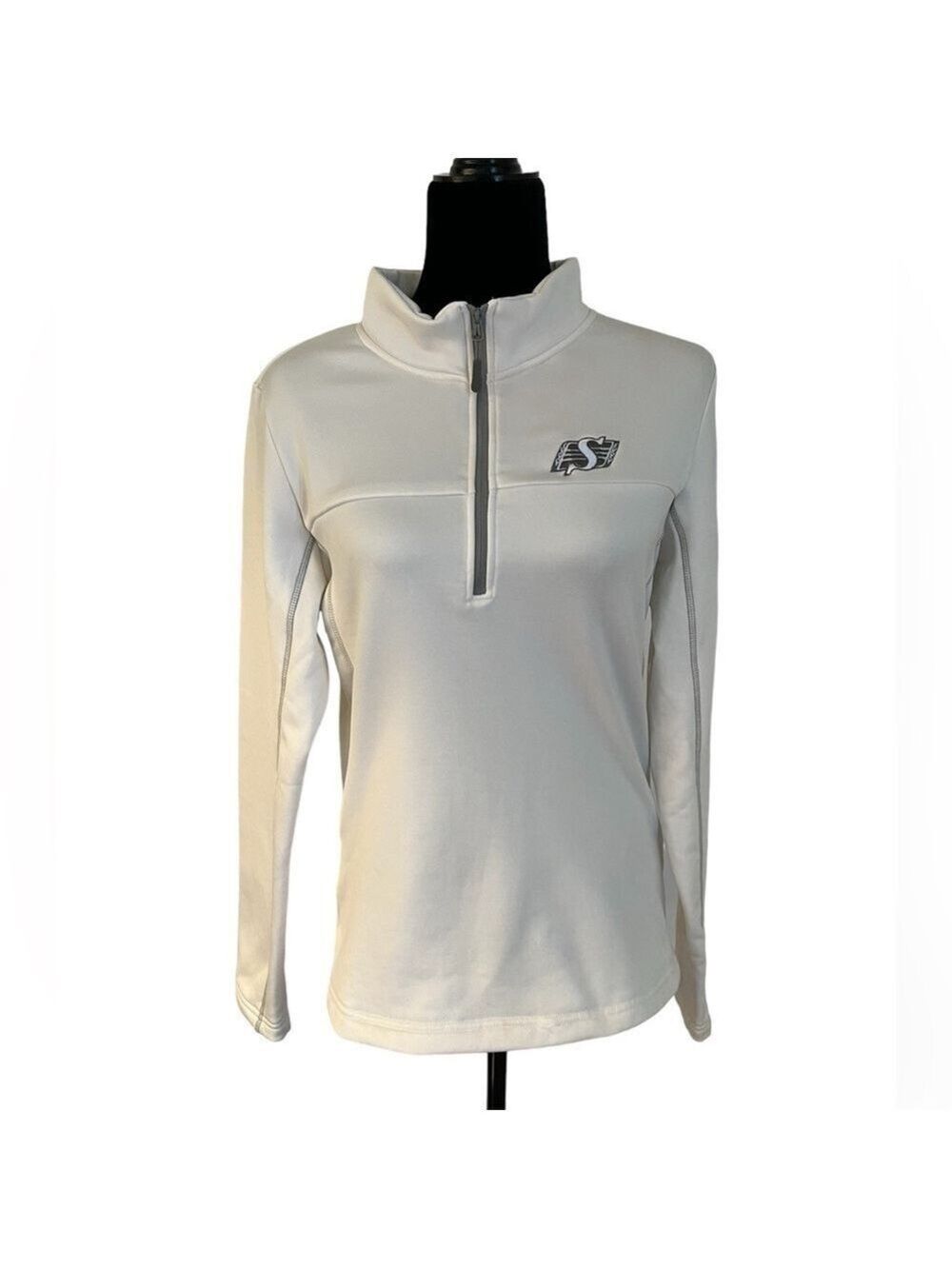 Rider Nation White Half Zip Pullover Sweater Medium